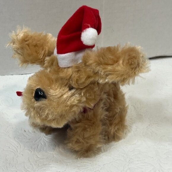 TWO Christmas Stuffed Golden Labradoodles w/Santa Hat & Scarf Toy Plush - Picture 8 of 12